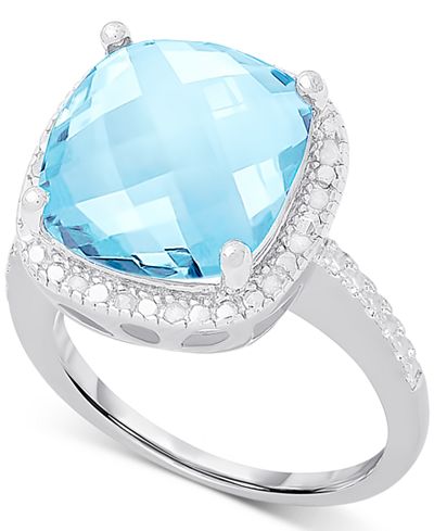 Victoria Townsend Blue Topaz (6 ct. t.w.) and Diamond (1/10 ct. t.w.) Ring in Sterling Silver
