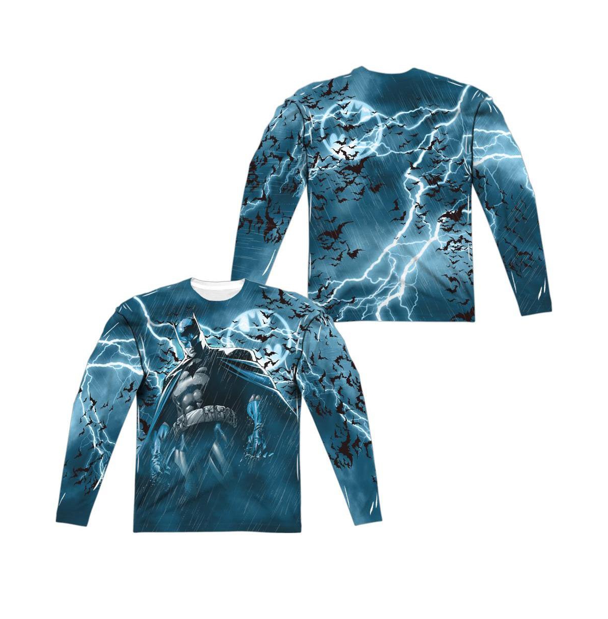 Mens Stormy Knight (Front/Back Print) Long Sleeve Adult Poly Crew Tee / T-Shirt - White