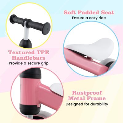 Toddler 4 Wheel Balance Bike No Pedal for Boys and Girls Training Bicycle