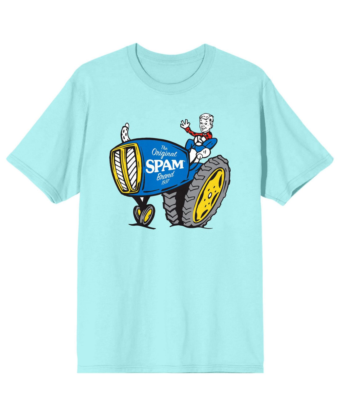 Мужская футболка Spam The Original 1937 Boy and Tractor Celadon T-Shirt-Large, цвет: Синий — фото 1