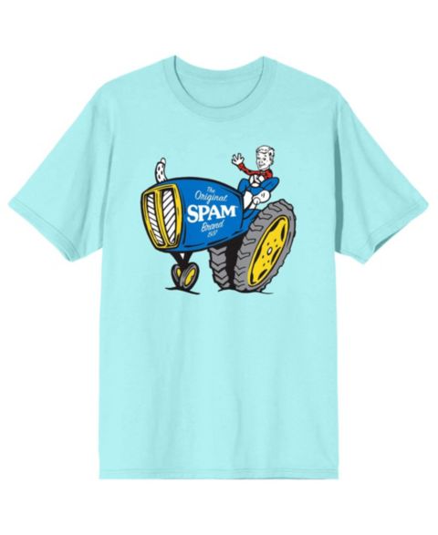 Мужская футболка Spam The Original 1937 Boy and Tractor Celadon T-Shirt-Large, цвет: Синий