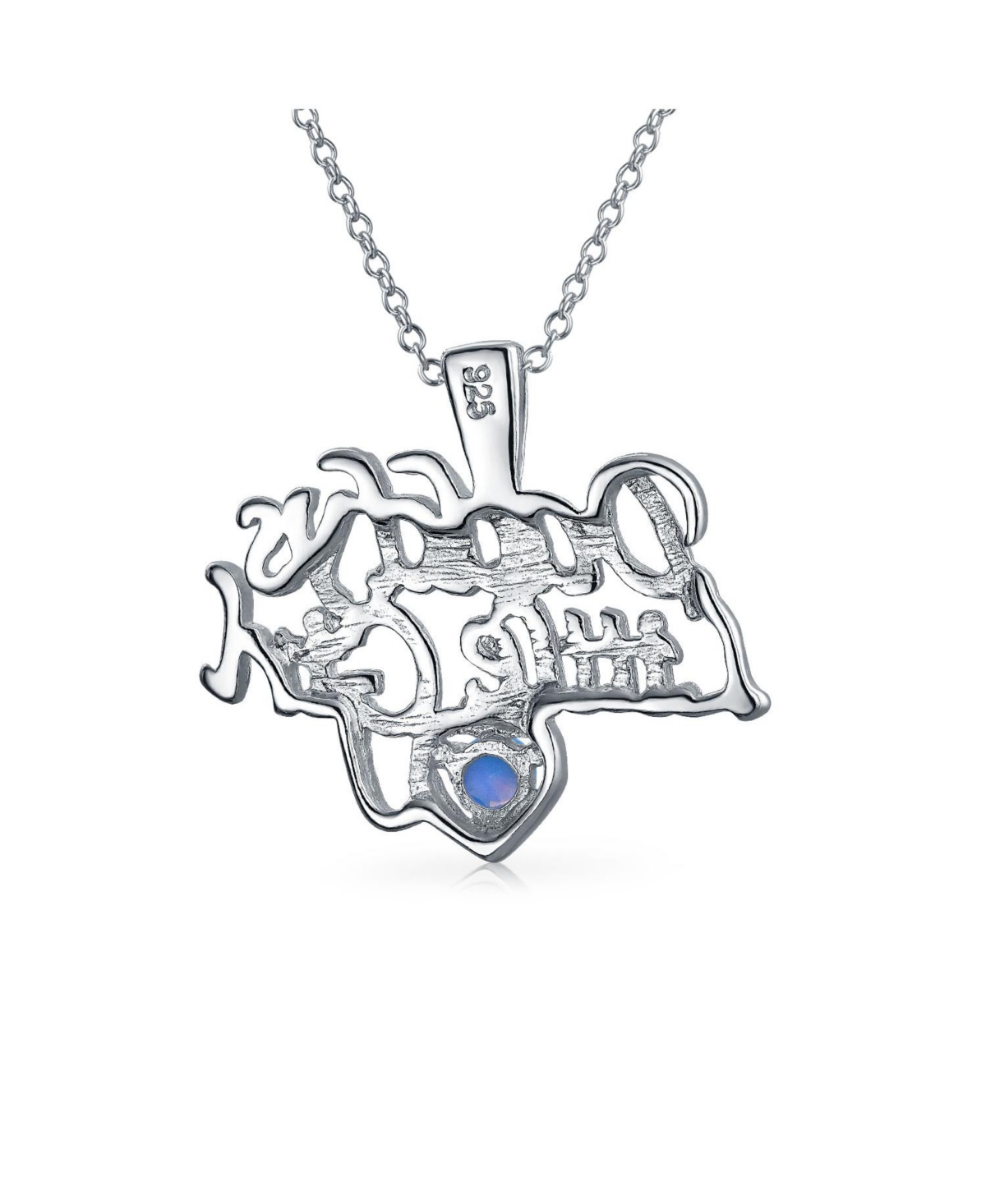 Bling Jewelry Inspirational 'Daddy's Little Girl' Opal Pendant Necklace for Daughter Sterling Silver