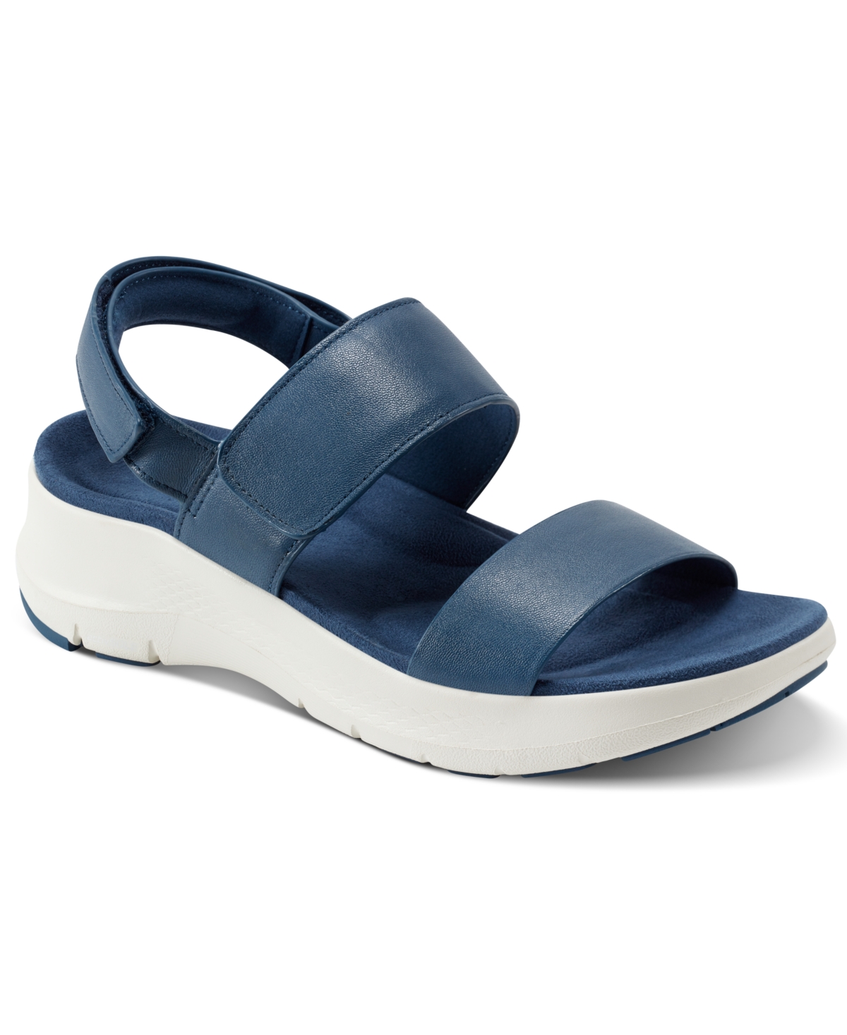 Shop Rockport Women's Qwera Open Toe Strappy Casual Wedge Sandals In Blue Leather