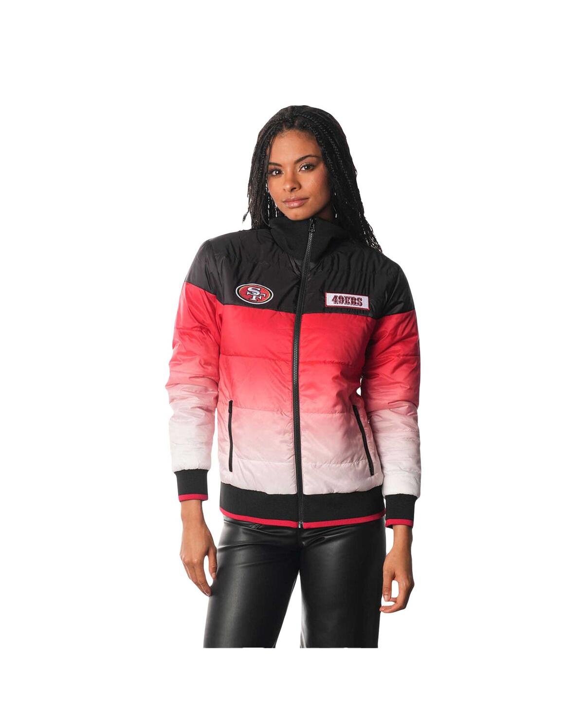The Wild Collective Women's Scarlet San Francisco 49ers Ombre Full-zip Puffer Jacket In Scarlet