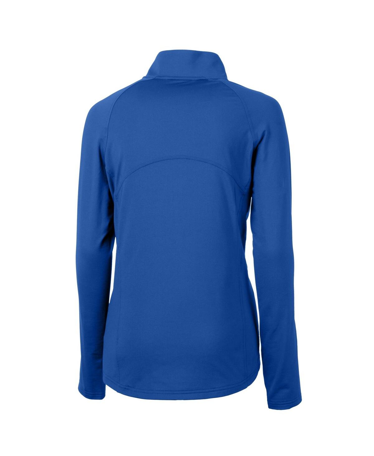 CUTTER & BUCK WOMEN'S ROYAL DUKE BLUE DEVILS DRYTEC ADAPT ECO KNIT STRETCH RAGLAN HALF-ZIP TOP 