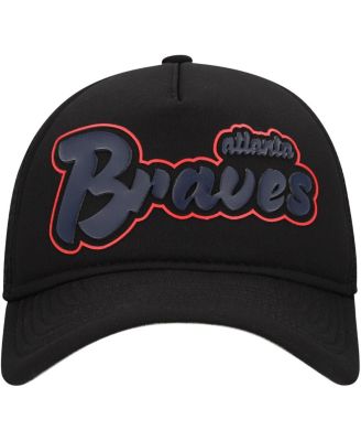 Men's Black Atlanta Braves Retro Bold A-Frame Trucker 9FORTY Adjustable Hat