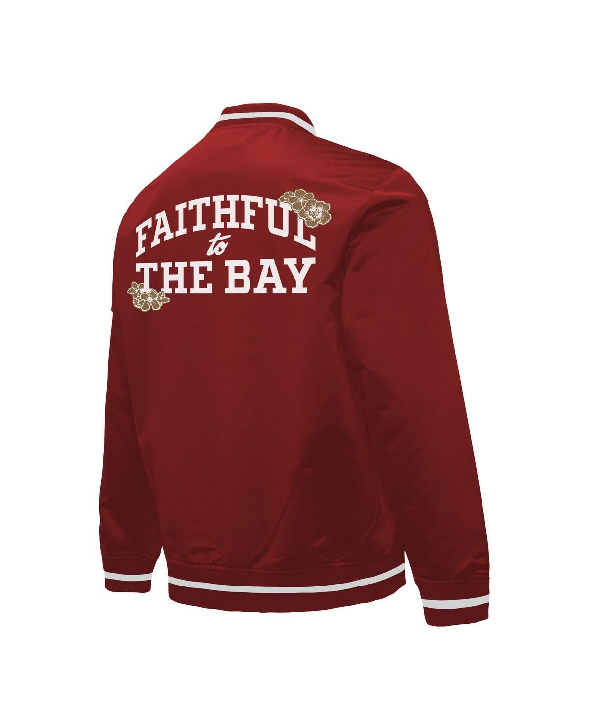 Mitchell & Ness Men's Scarlet San Francisco 49ers Aapi Apex Collection Heavyweight Satin Full-snap Jacket In Scarlet
