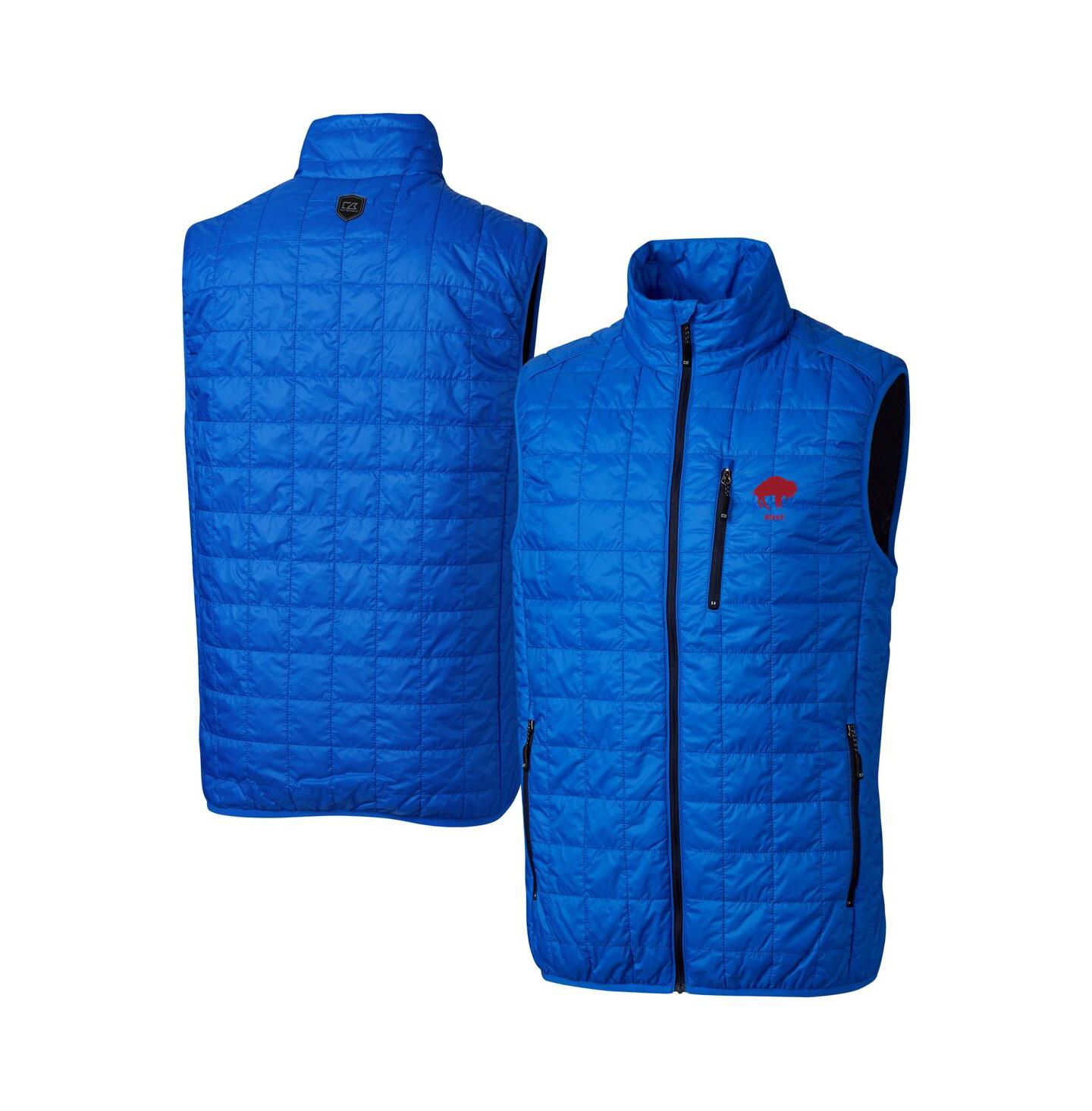 Мужской жилет Cutter & Buck Royal Buffalo Bills Big & Tall Rainier PrimaLoft Eco Insulated Full-Zip Puffer Vest — фото 1