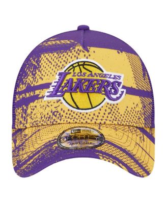 Men's Purple/Gold Los Angeles Lakers Tip Off A-Frame Trucker 9FORTY Adjustable Hat