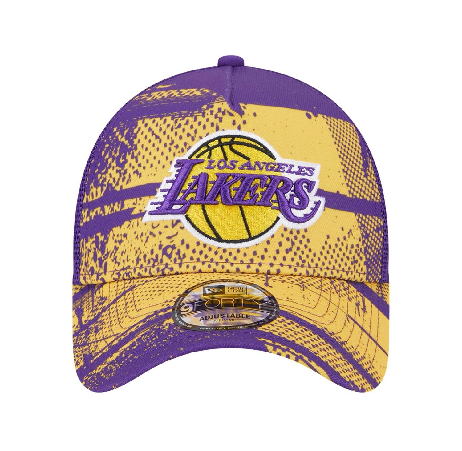 Men's Purple/Gold Los Angeles Lakers Tip Off A-Frame Trucker 9FORTY Adjustable Hat