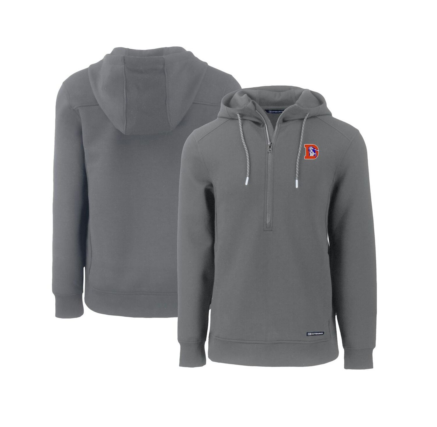 Men's Gray Denver Broncos Throwback Roam Eco Half-Zip Pullover Hoodie