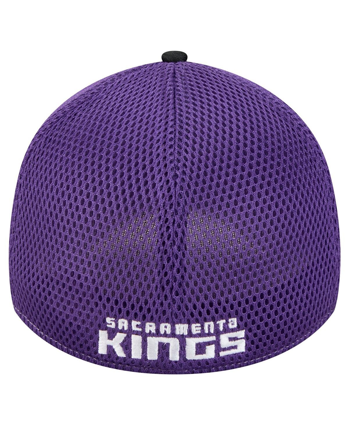 NEW ERA MEN'S BLACK/PURPLE SACRAMENTO KINGS ACTIVE TECH NEO FLEX 39THIRTY FLEX HAT 