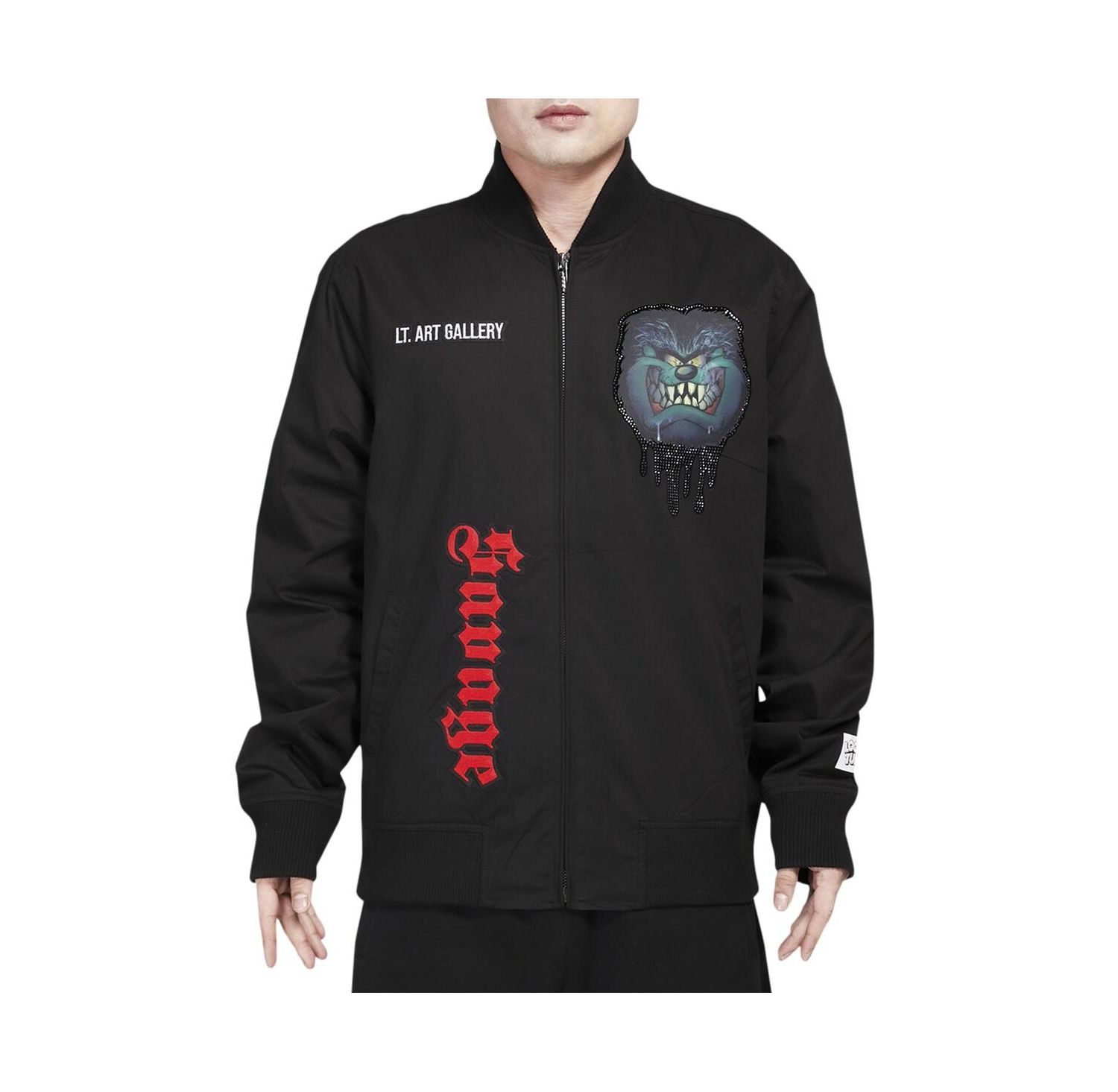Men's Black Looney Tunes Taz Savage Varsity Full-Zip Jacket