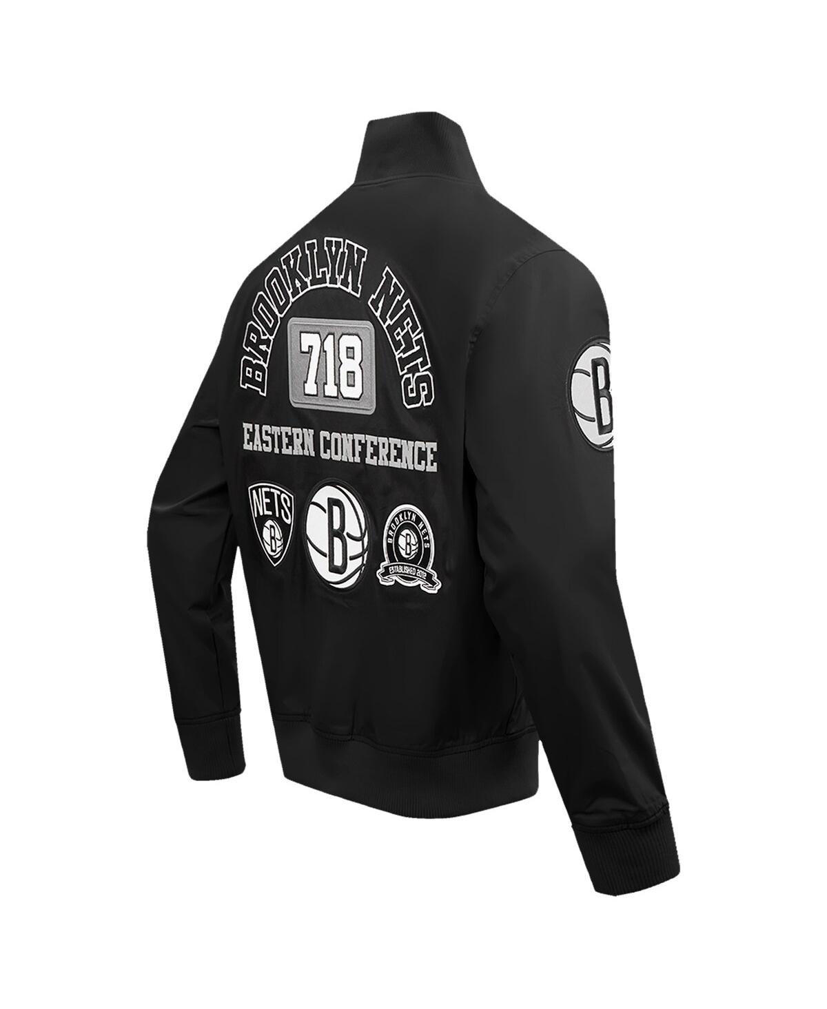 Pro Standard Men's Black Brooklyn Nets Area Code Twill Full-zip Jacket In Black