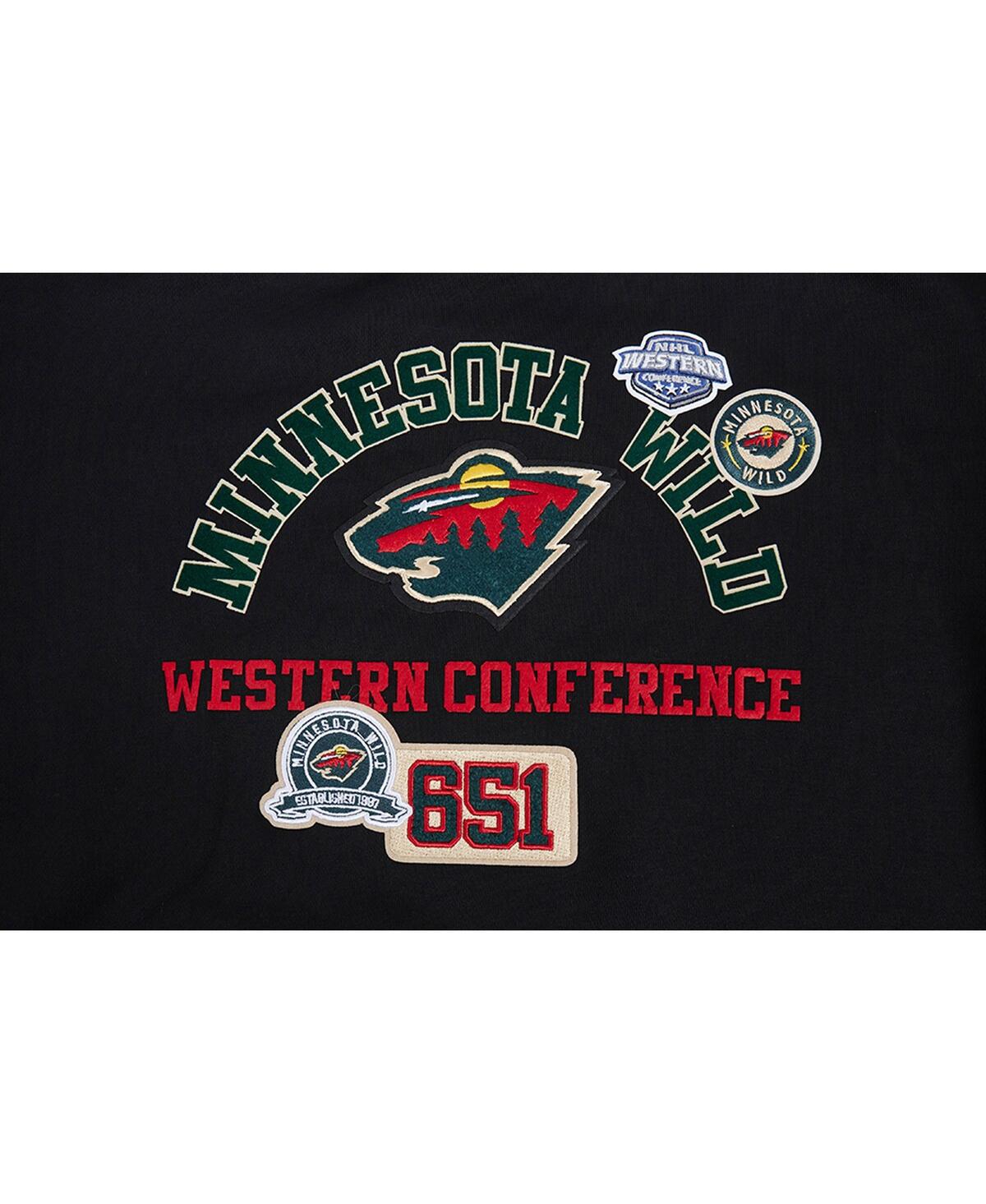 Shop Pro Standard Women's Black Minnesota Wild Area Code Cropped Pullover Sweatshirt