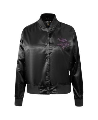 Women's Black Minnesota Vikings Jeweled Satin Full-Snap Jacket