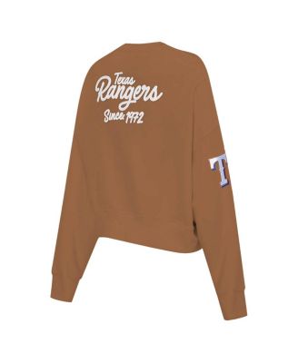 Women's Brown Texas Rangers Paint The City Pullover Cropped Sweatshirt