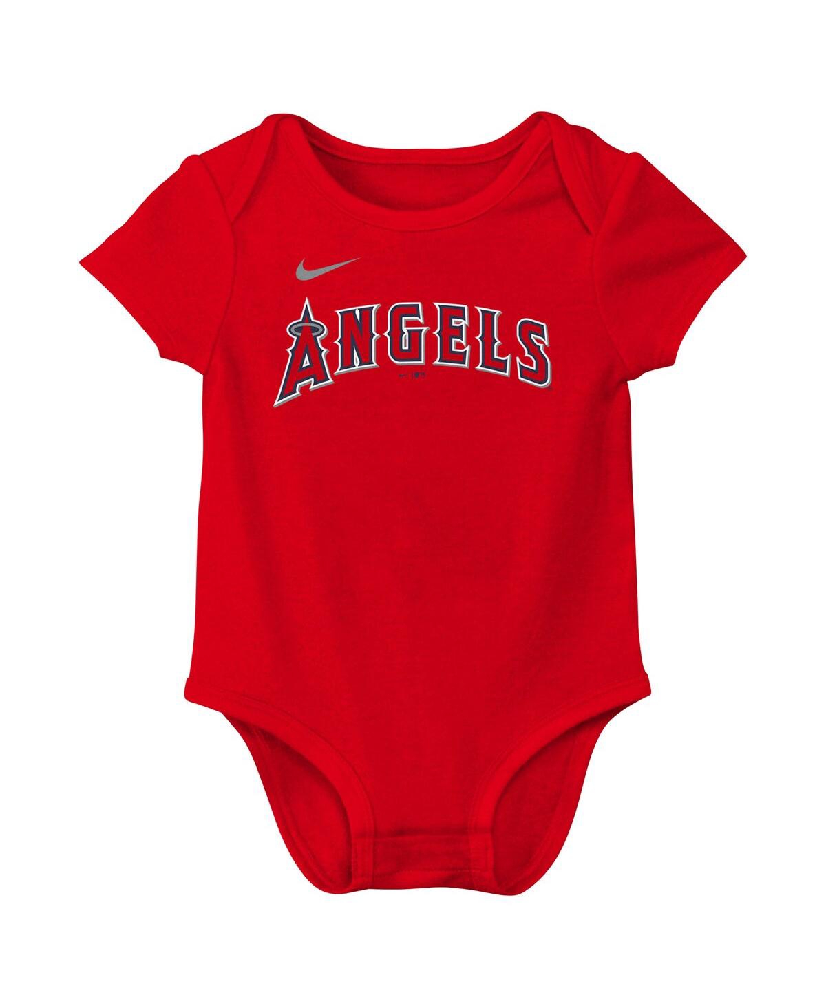 NIKE BABY BOYS AND GIRLS MIKE TROUT RED LOS ANGELES ANGELS FUSE NAME NUMBER BODYSUIT 