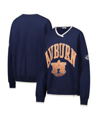 '47 Brand - Women's Navy Auburn Tigers Clubhouse Daze Eighties V-Neck Pullover Sweatshirt