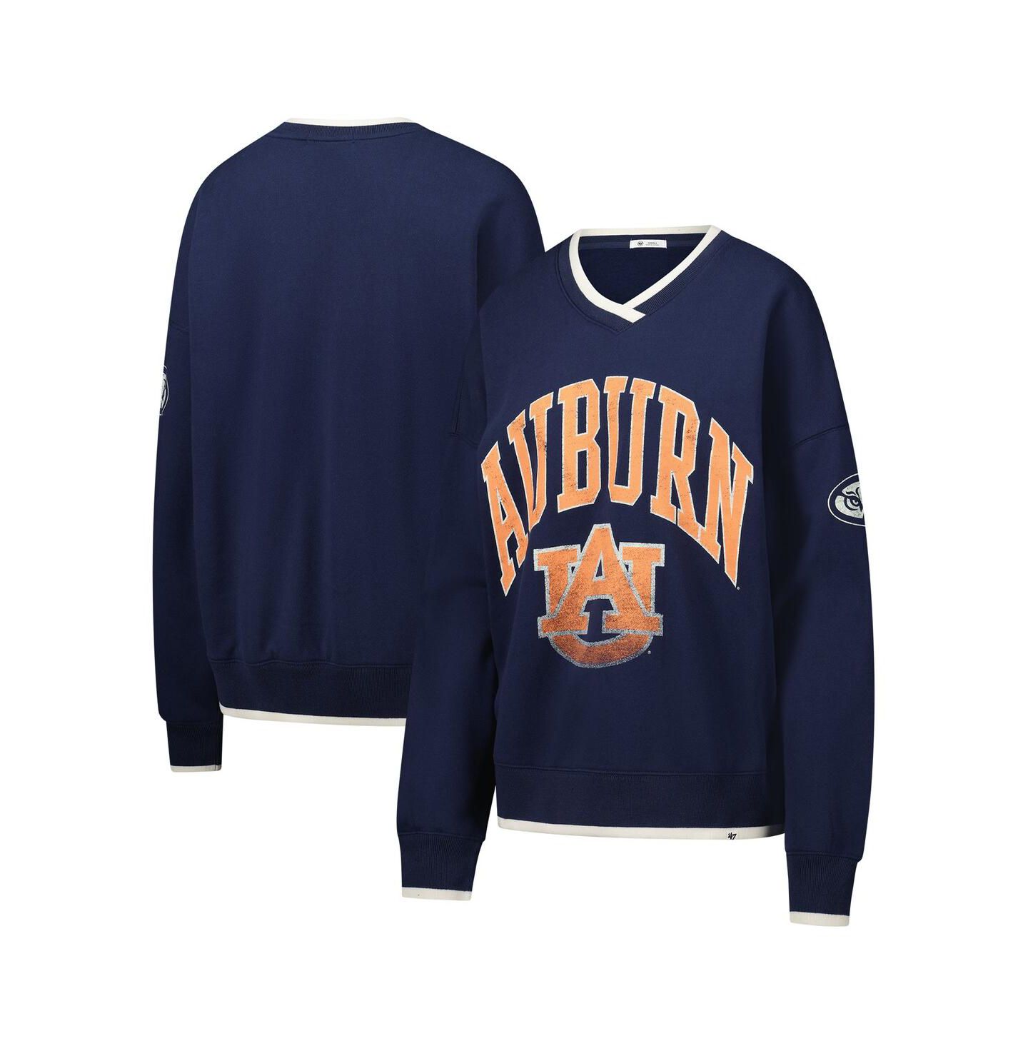 Женская толстовка '47 Brand Navy Auburn Tigers Clubhouse Daze Eighties V-Neck Pullover — фото 1