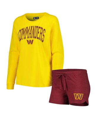 Concepts Sport - Burgundy/Gold Washington Commanders Raglan Long SleeveT-shirt Shorts Lounge Set