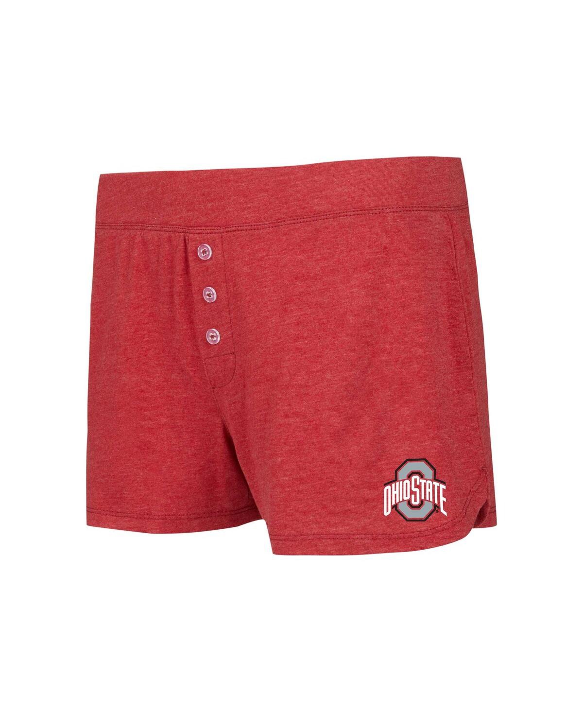 Concepts Sport Women's Scarlet/red Ohio State Buckeyes Team Color Long Sleeve T-shirt Shorts Set In Scarlet,red