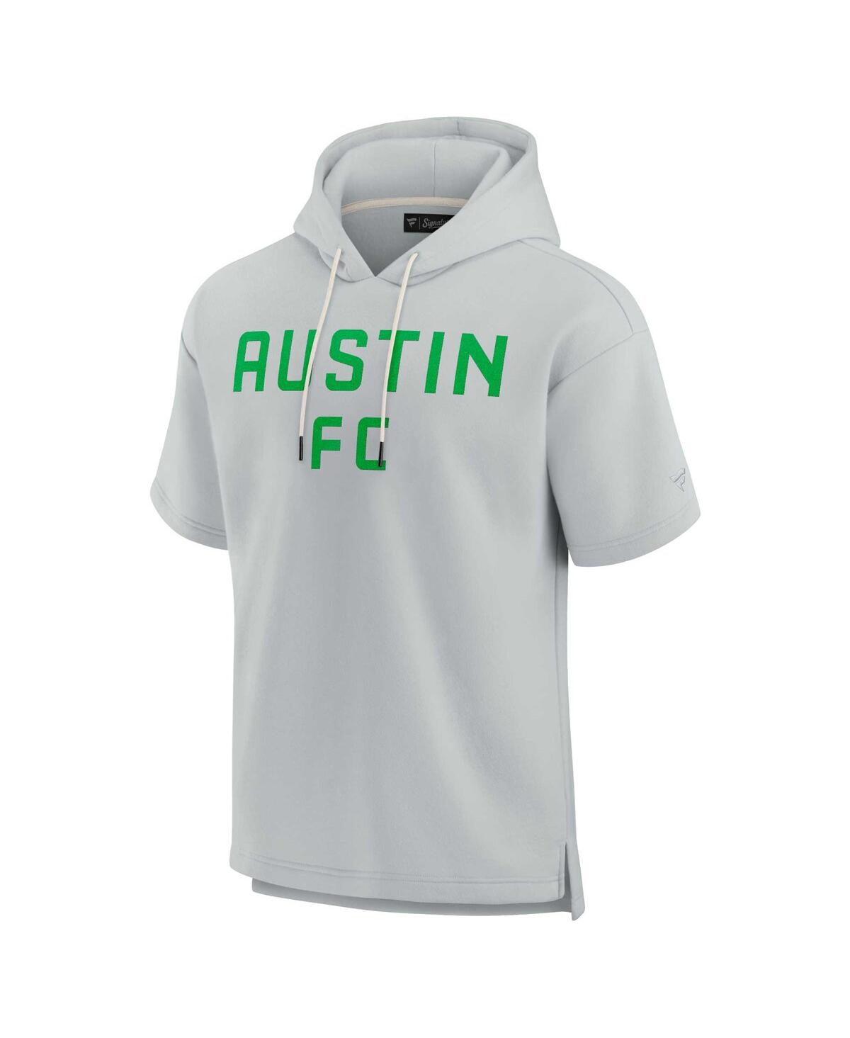 FANATICS MEN'S AND WOMEN'S GRAY AUSTIN FC ELEMENTS SUPER SOFT FLEECE SHORT SLEEVE PULLOVER HOODIE 