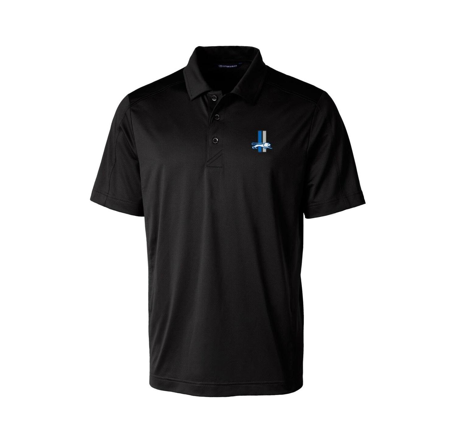 Men's Black Detroit Lions Throwback Logo Prospect Textured Stretch Polo