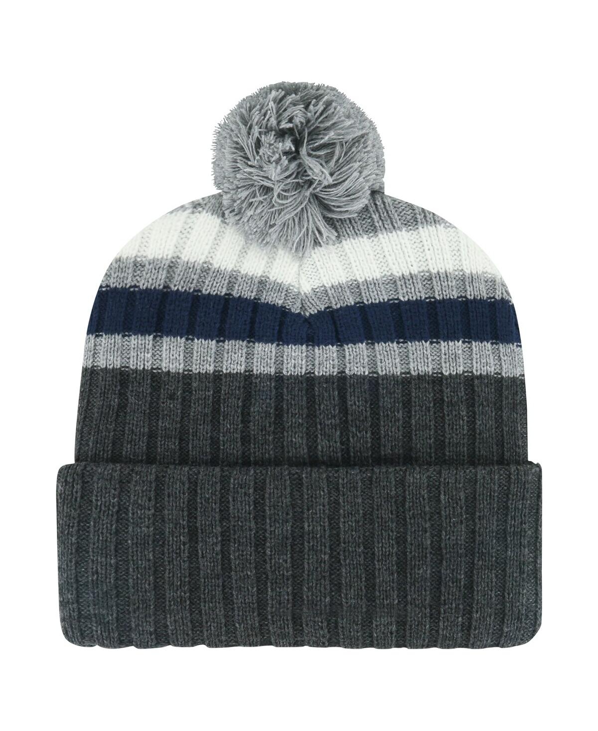 47 Brand Men's Gray Toronto Maple Leafs Stack Patch Cuffed Knit Hat With Pom In Gray