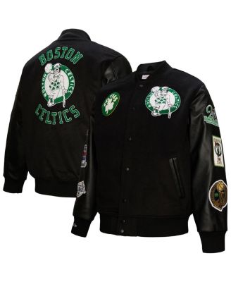 Mitchell & Ness - Men's Black Boston Celtics Hardwood Classics Blackout Collection Full-Snap Varsity Jacket