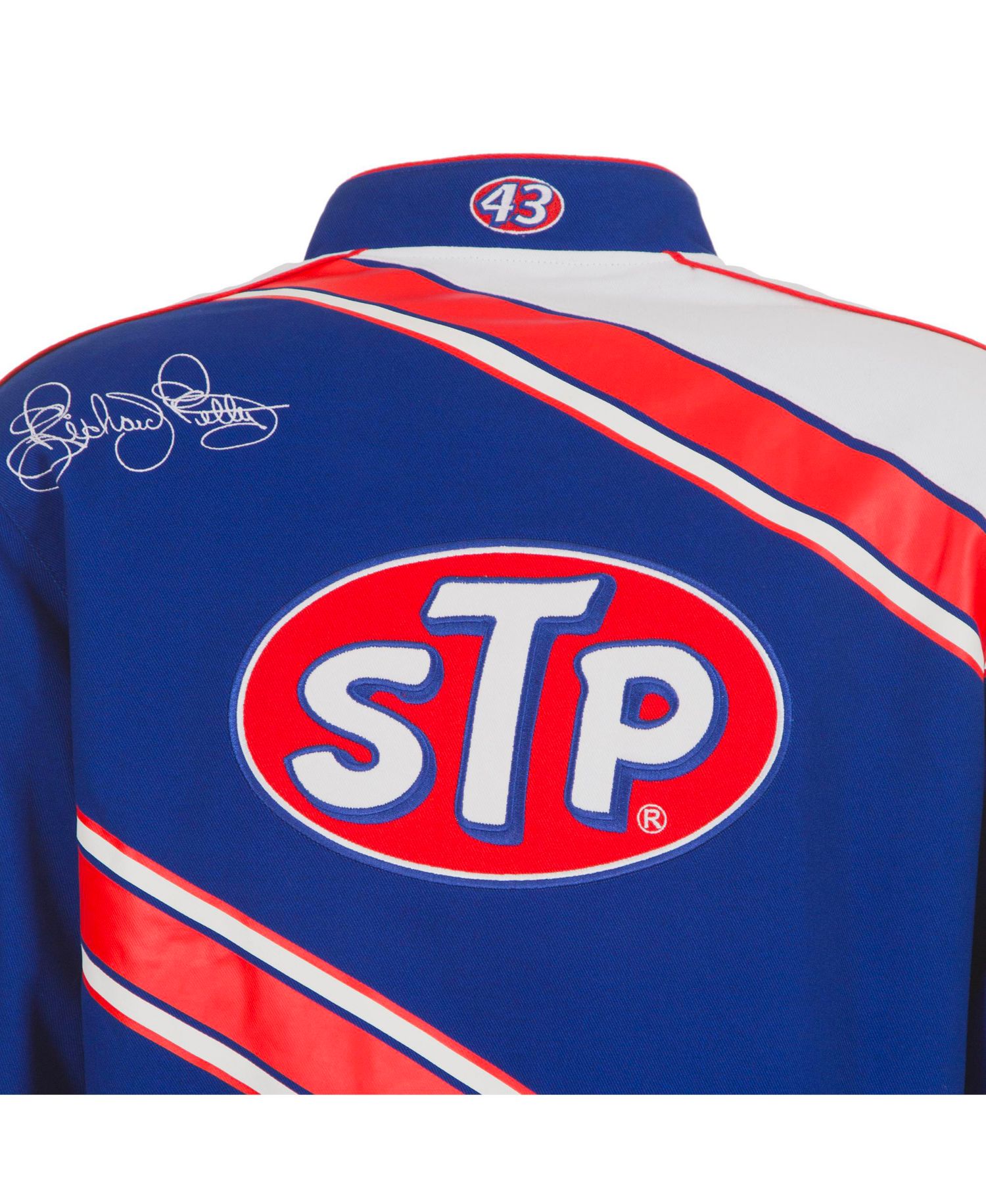 Men's Blue/White Richard Petty STP Full-Snap Twill Uniform Jacket