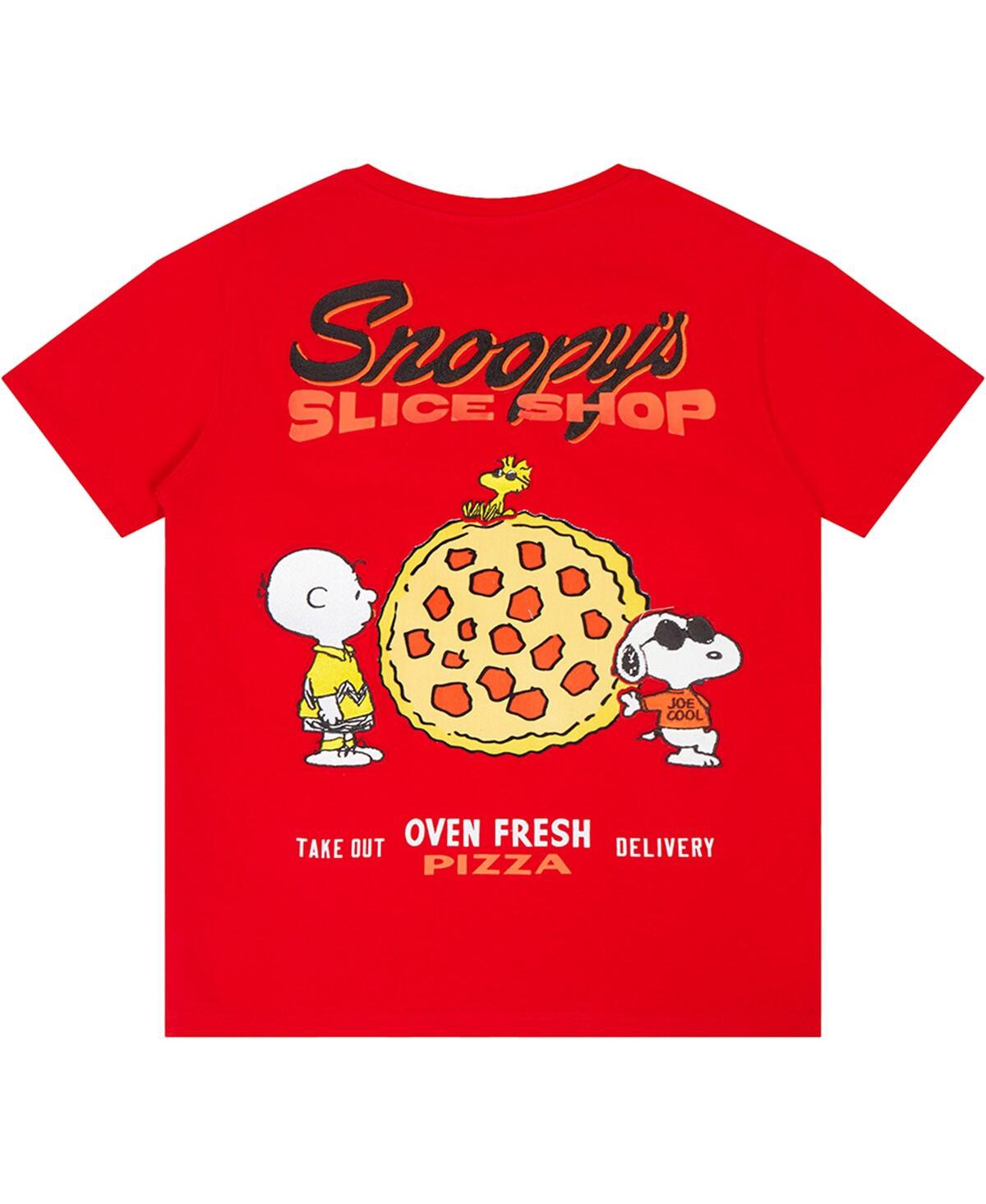 Shop Freeze Max Big Boys And Girls Red Peanuts Snoopy's Slice Shop T-shirt