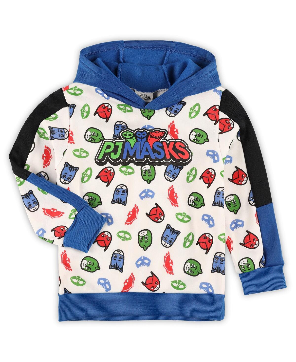 Children's Apparel Network Preschool White Pj Masks Pullover Hoodie And Joggers Set In White,blue