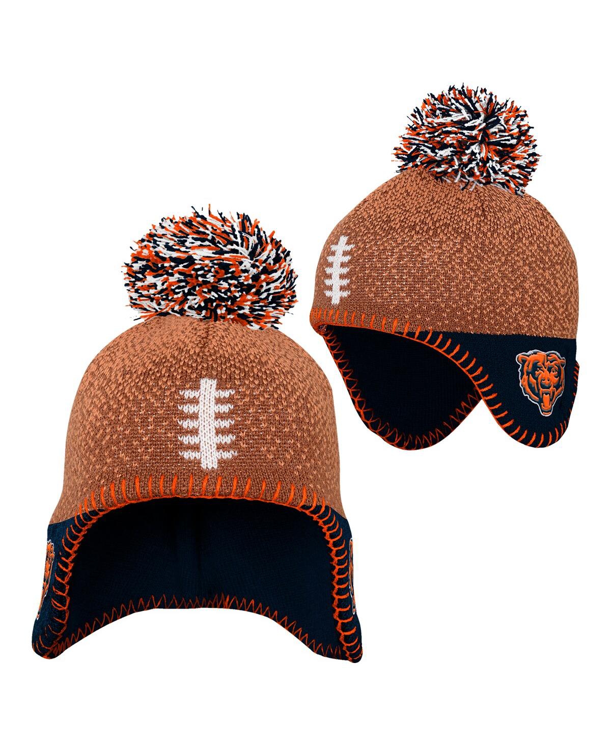 Outerstuff Preschool Boys And Girls Brown Chicago Bears Football Head Knit Hat With Pom In Brown