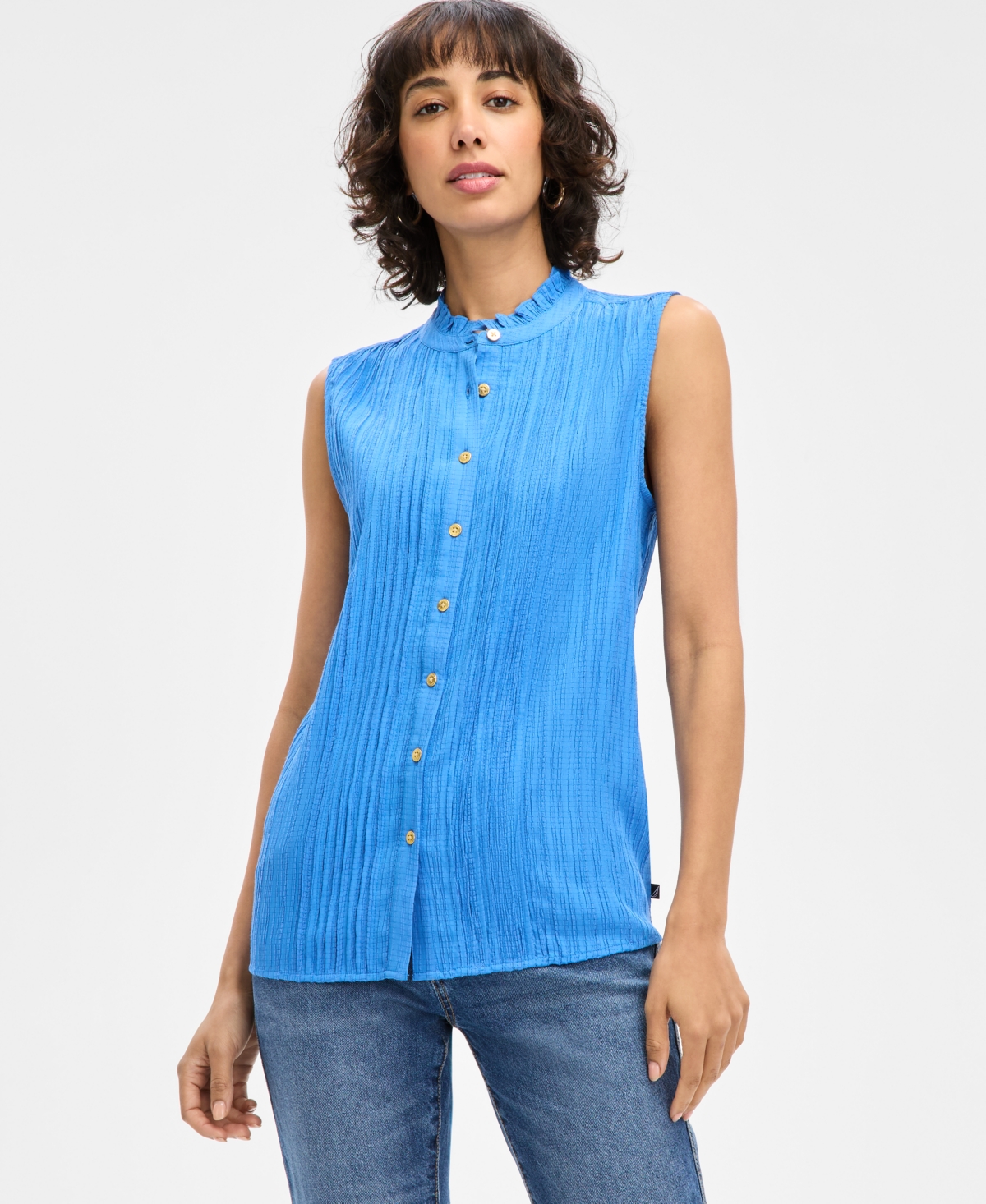 Women's Crush Dobby Sleeveless Pintuck - Pacific
