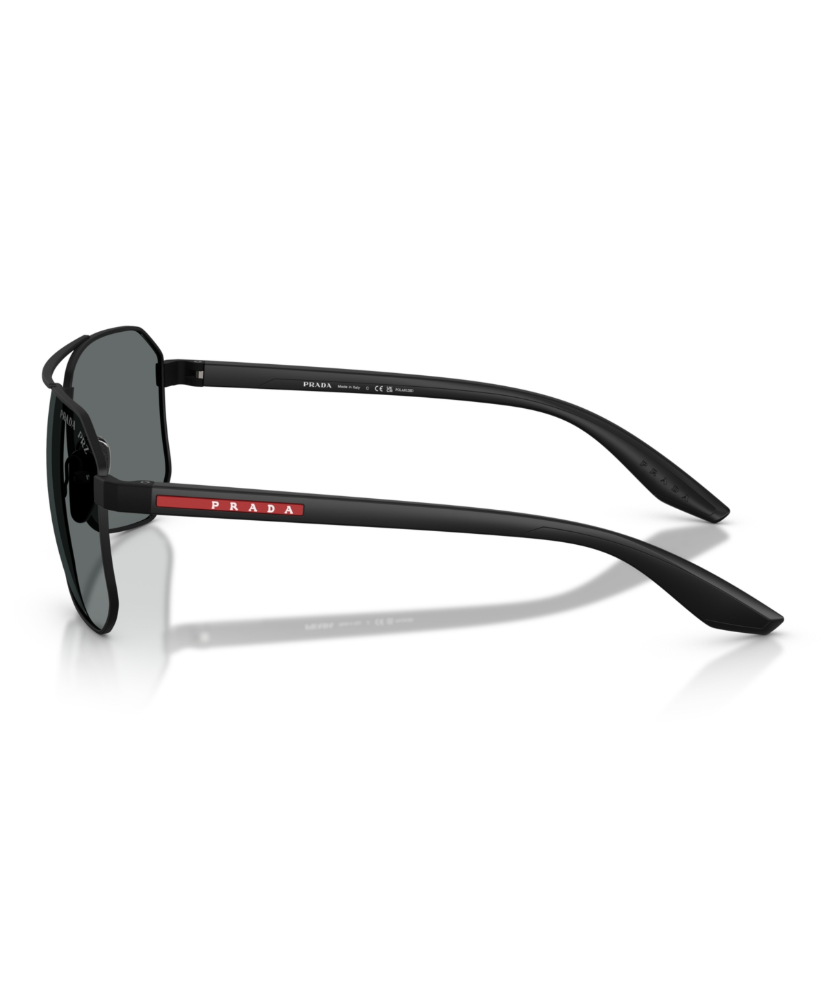 Prada Ps 51vs Dg0 5z1 Navigator Polarized Sunglasses In Rubber Black