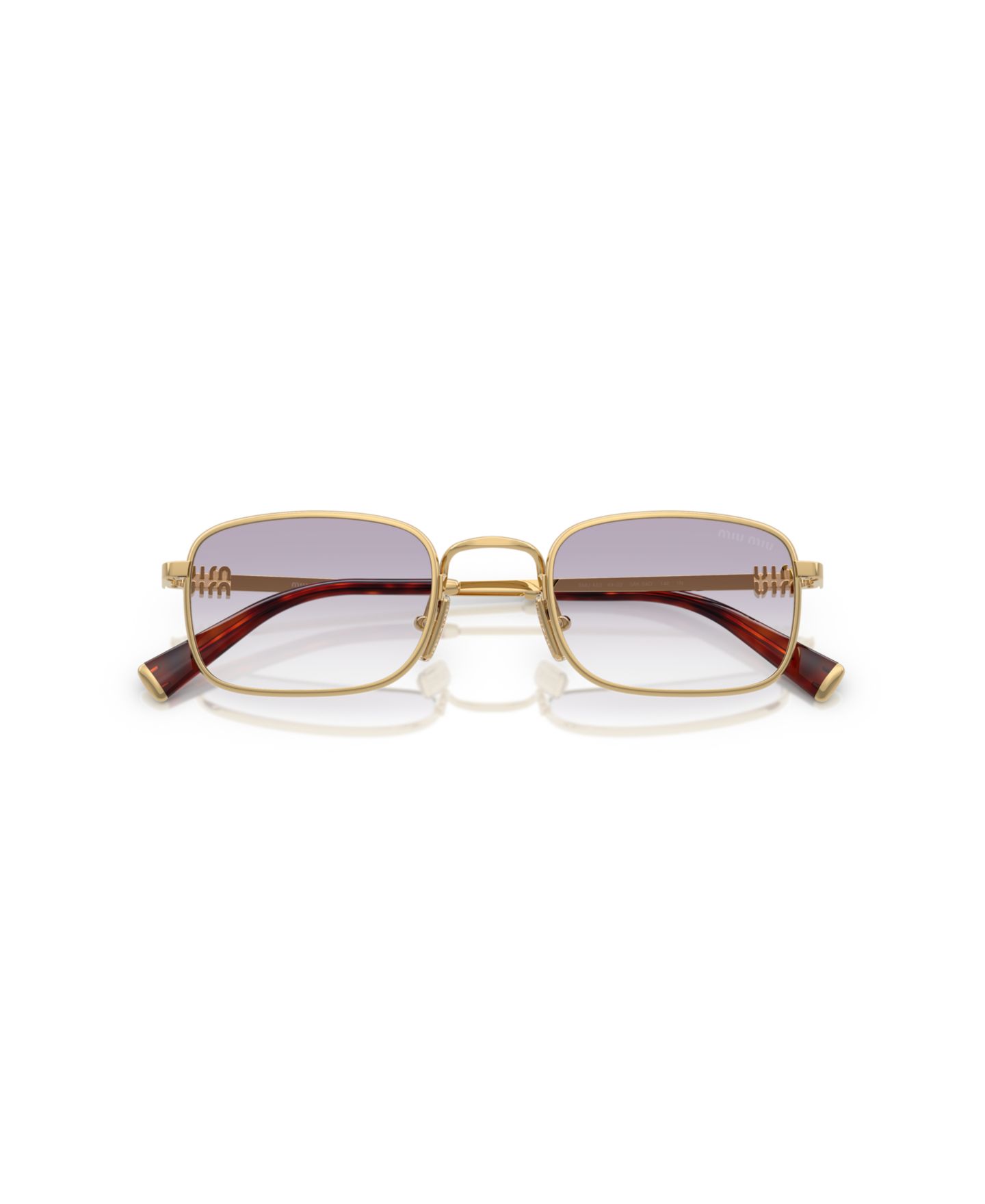 Женские солнцезащитные очки MIU MIU Rectangle Sunglasses, MU A53S, цвет: Золотой — фото 2