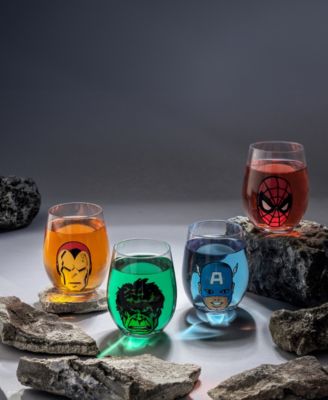 Marvel Heroes Stemless Drinking Glasses, Set of 4