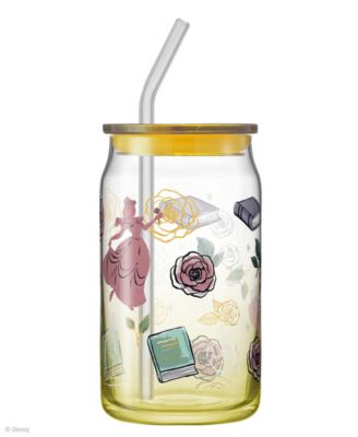 Disney Princess Icon Tumbler Glasses with Lids, Set of 4
