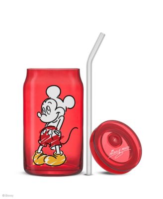 Disney Mickey Mouse Friends Color Sketch Tumbler Glasses with Lids, Set of 4