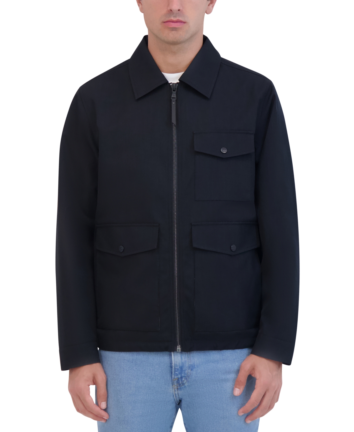 Robert Graham Men's Lightweight Textured Poly Utility Jacket In Black