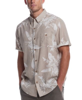 Men's Short Sleeve Print Linen Cotton Shirt