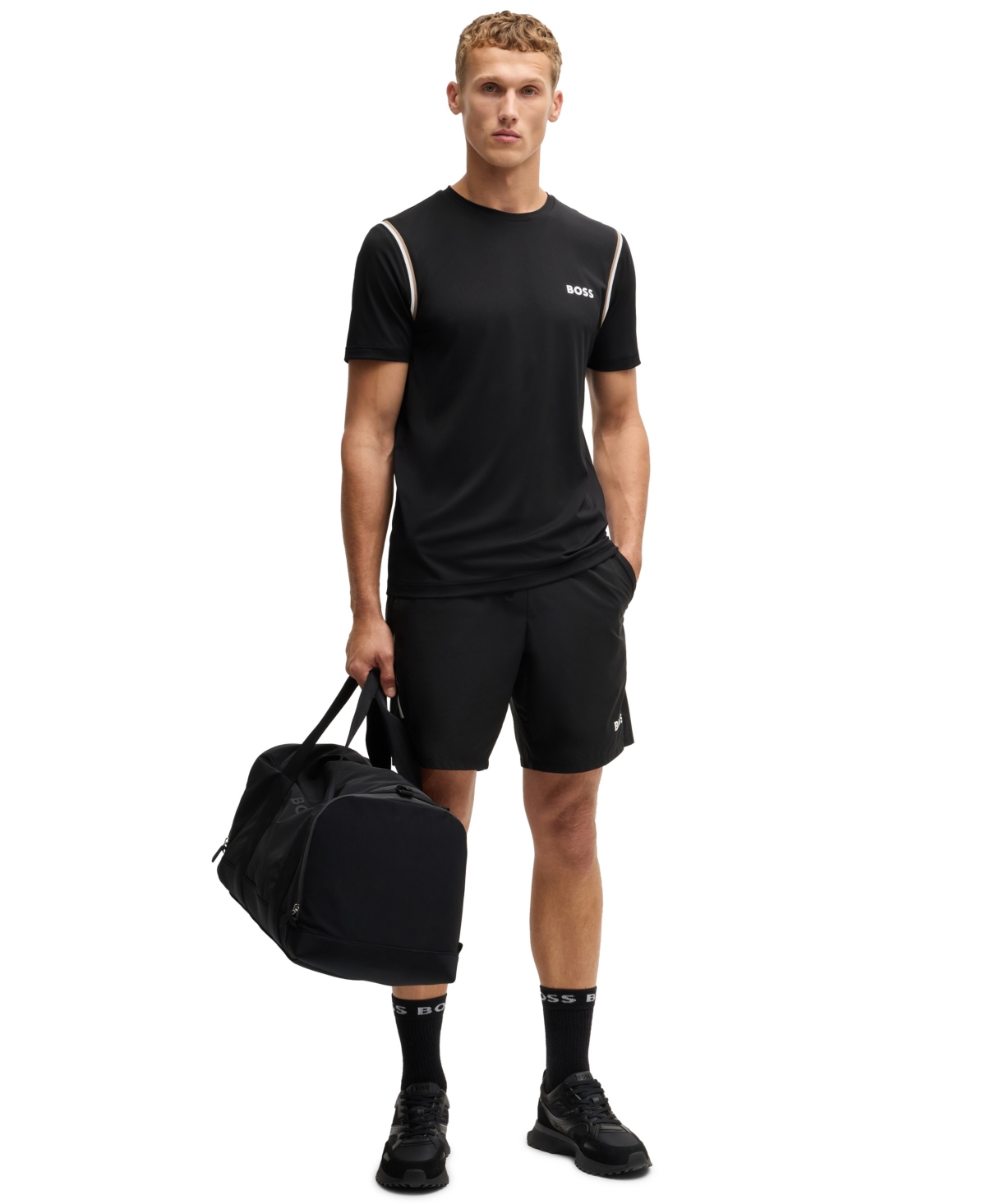 HUGO BOSS BOSS BY HUGO BOSS MEN'S ACTIVE WAFFLE-STRUCTURE T-SHIRT 