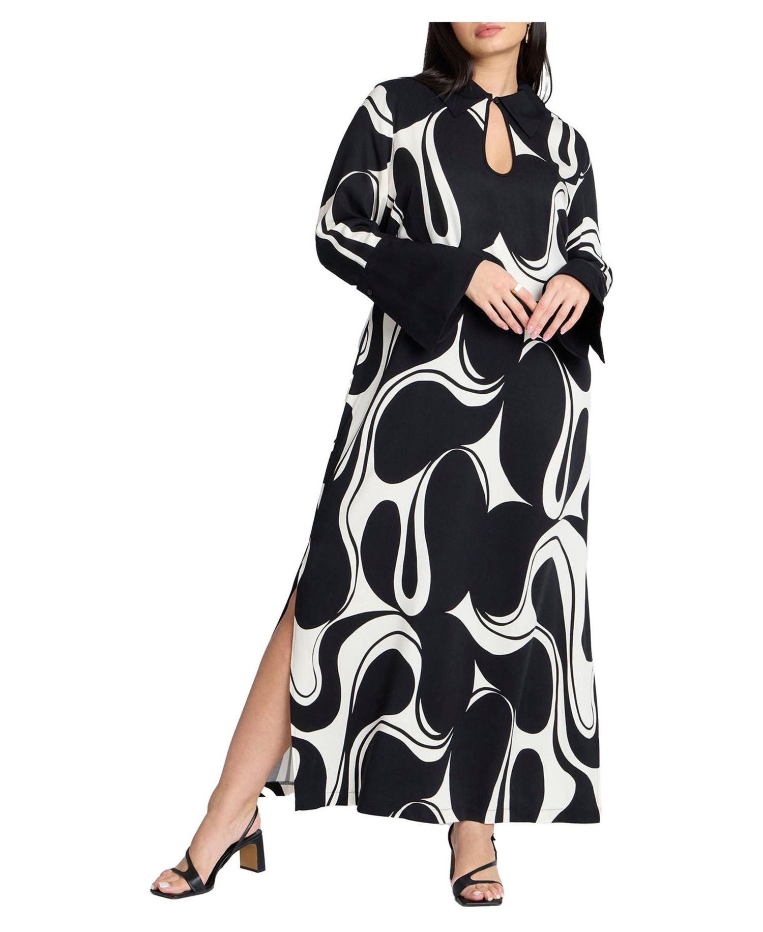 Women's Printed Collared Maxi Dress