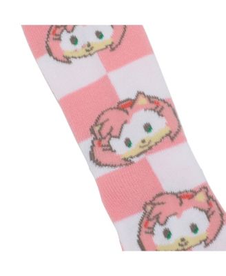 Girls 3D Plush Sonic & Amy Head Youth 2-Pair Crew Socks