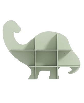 2-Tier Floating Dinosaur Kids Bookshelf Wall-Mounted Nursery Book Shelf