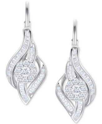 Diamond Leverback Drop Earrings (1/2 ct. t.w.) in 10k White Gold