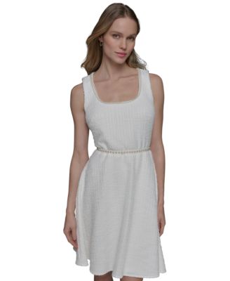 KARL LAGERFELD PARIS Women's Faux-Pearl-Trim Dress - Macy's