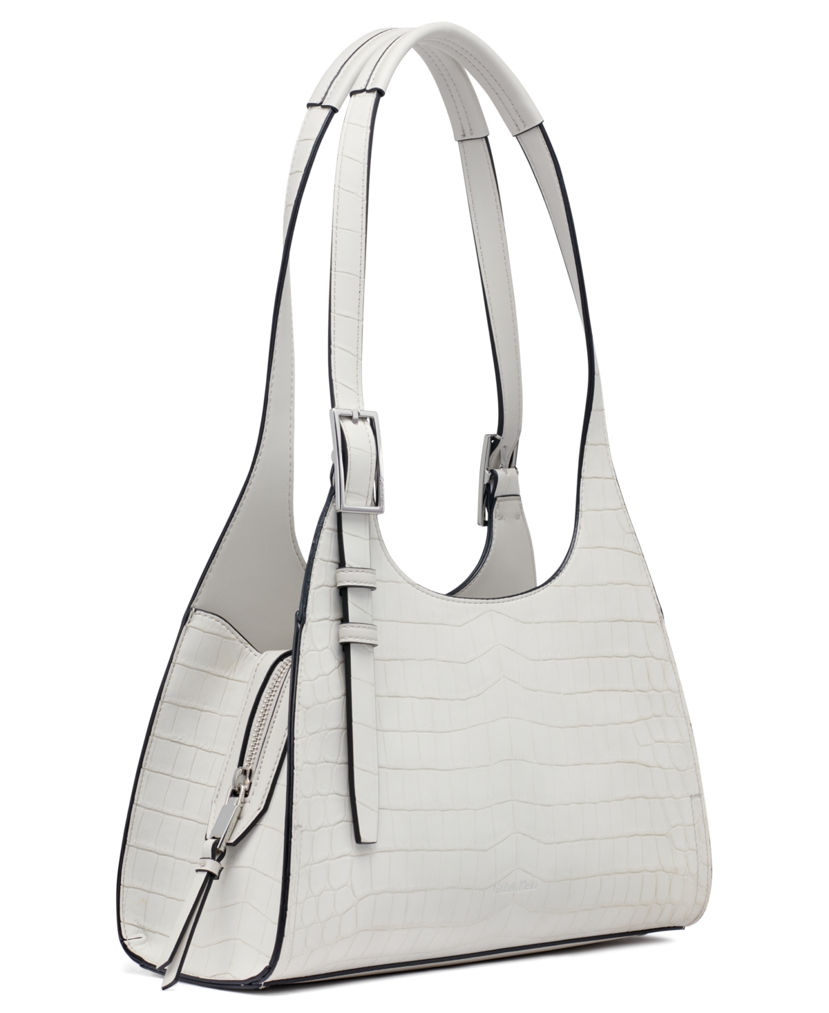 Calvin Klein Quill Soft Croco Shoulder In Beach Pebble