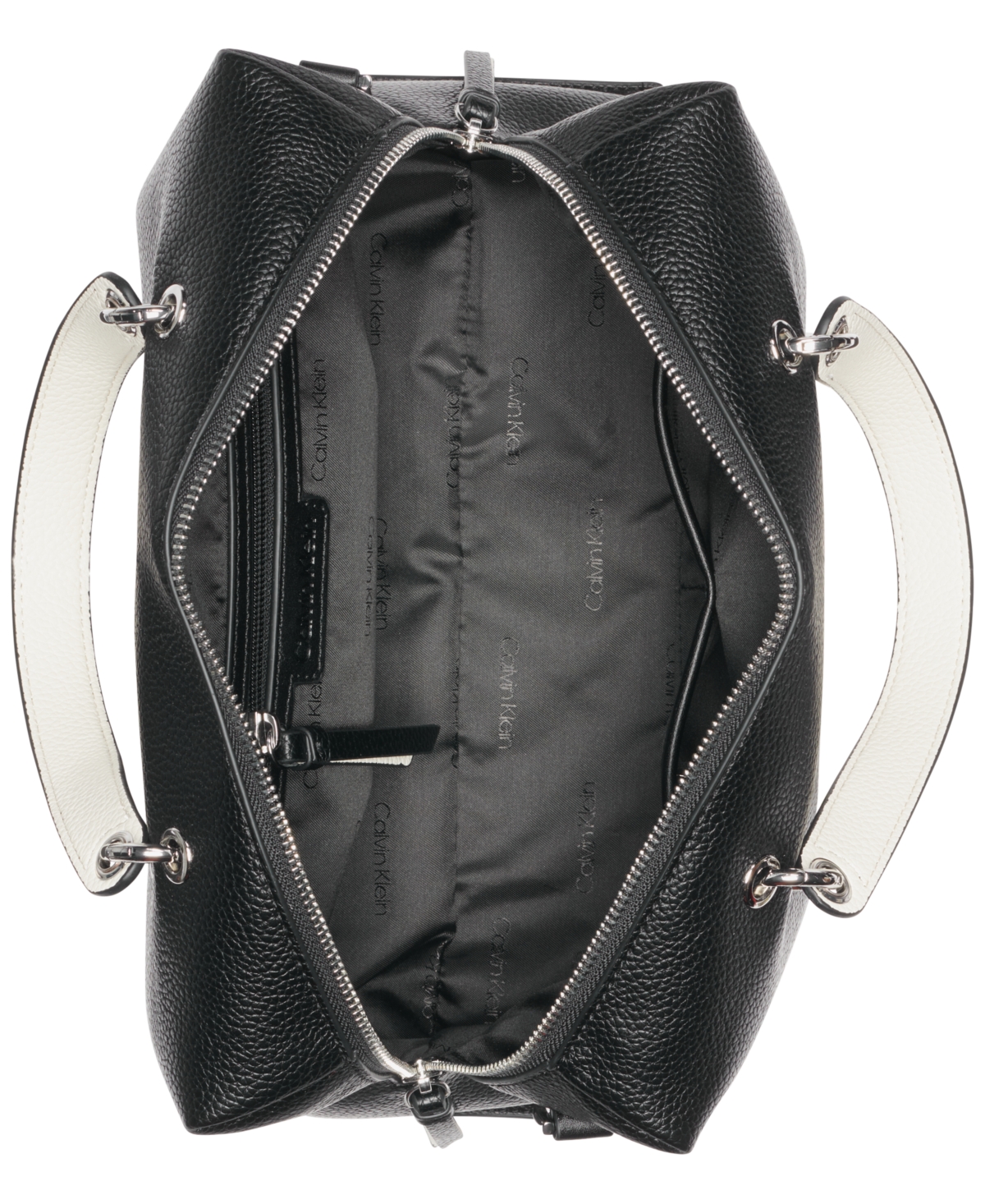 Calvin Klein Cali Medium Satchel Bag In Black,white